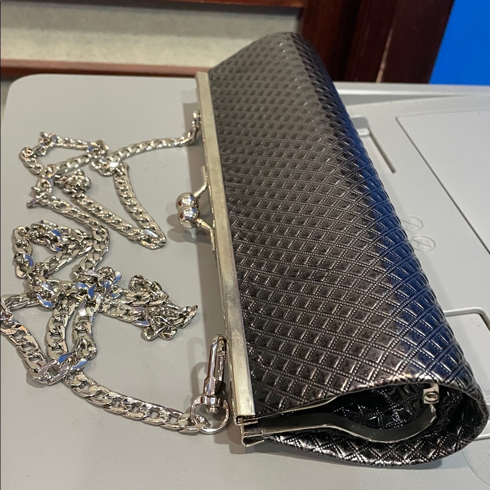 Vintage Elegant Gray Silver Small Clutch shoulder Hand Bag